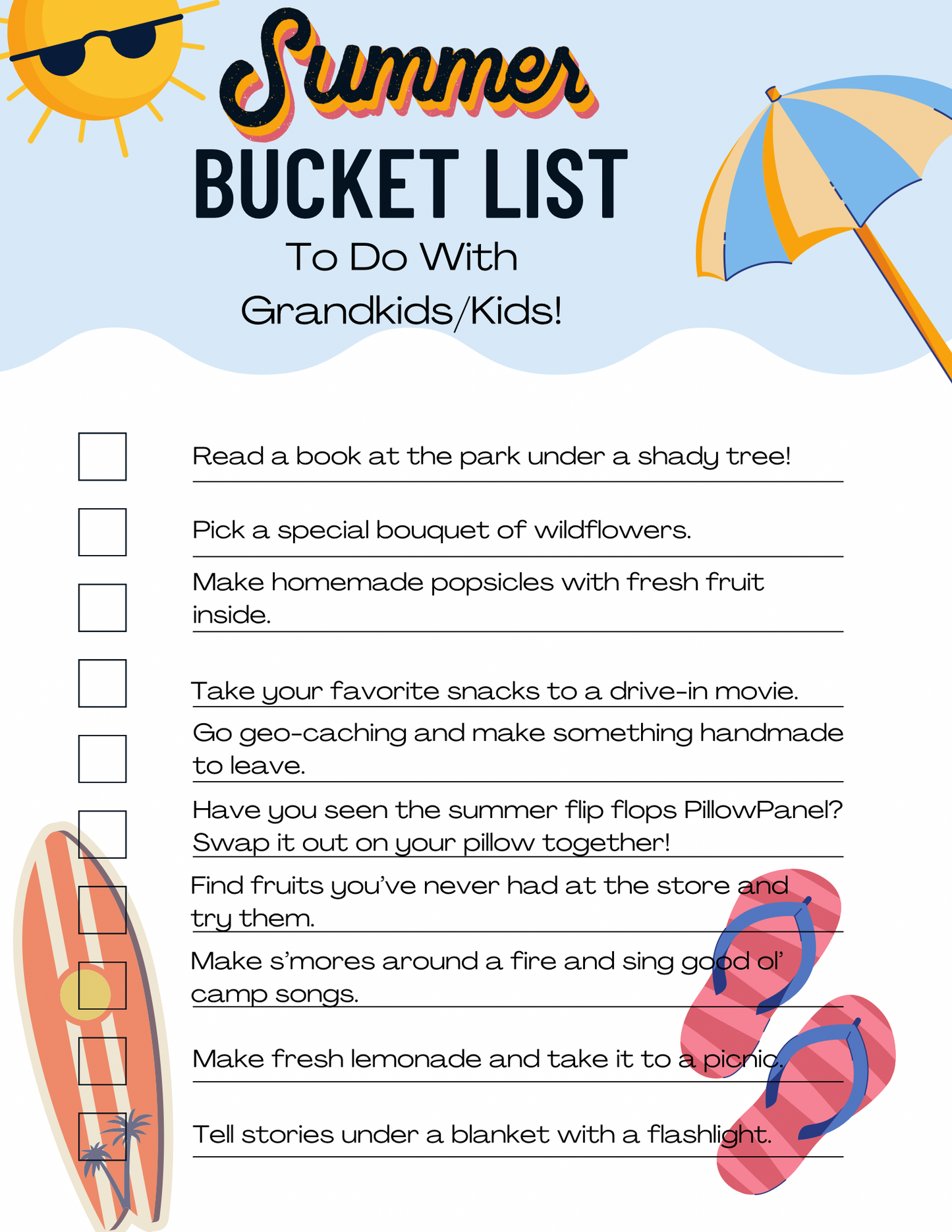 FREEBIE Tip Card:  SUMMER BUCKET LIST!