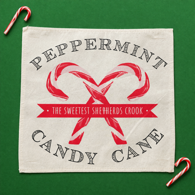 PANEL ONLY: SQUARE Christmas Peppermint Shepherds Hook Staff Jesus CANDY CANES