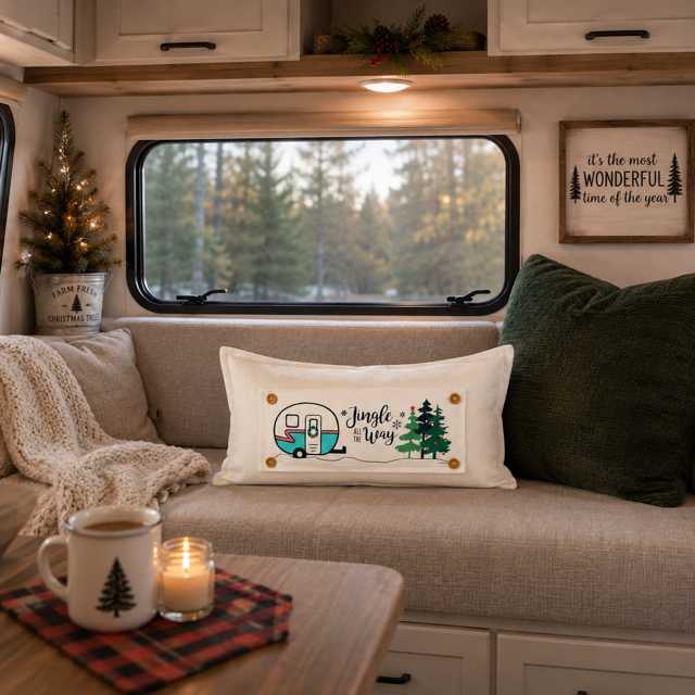 PANEL ONLY:  RECTANGLE Holiday Panel: Vintage, Winter, Jingle All The Way, Caravans, Wreath, Home Sweet Home, Home For The Holidays; CHRISTMAS CAMPER