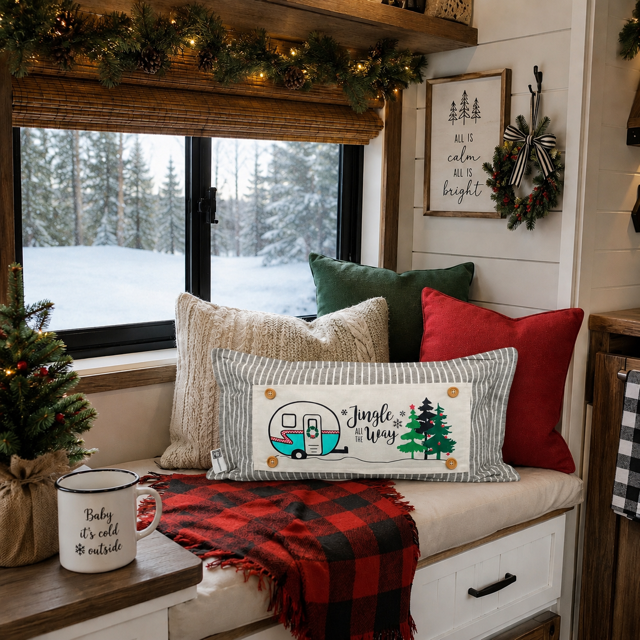 PANEL ONLY:  RECTANGLE Holiday Panel: Vintage, Winter, Jingle All The Way, Caravans, Wreath, Home Sweet Home, Home For The Holidays; CHRISTMAS CAMPER