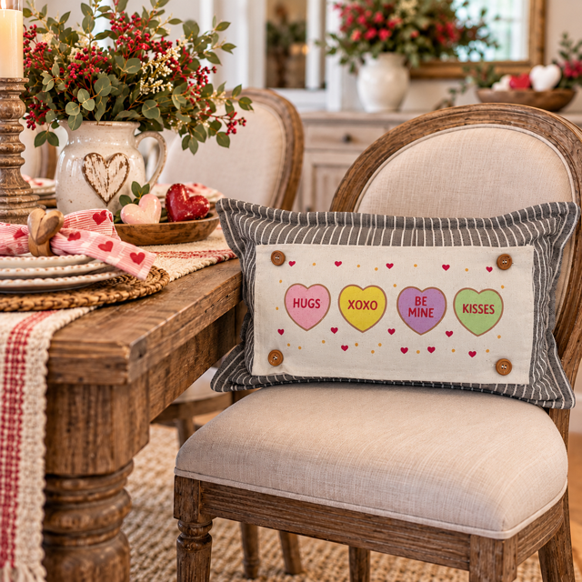 PANEL ONLY:  RECTANGLE Holiday Panel: Valentines, Winter, Love, Hugs, Kisses, Passion, Red, Wife Husband, Boyfriend, Girlfriend, Spouse, Kids, Vintage, Farmhouse, Heart; CONVERSATION HEARTS