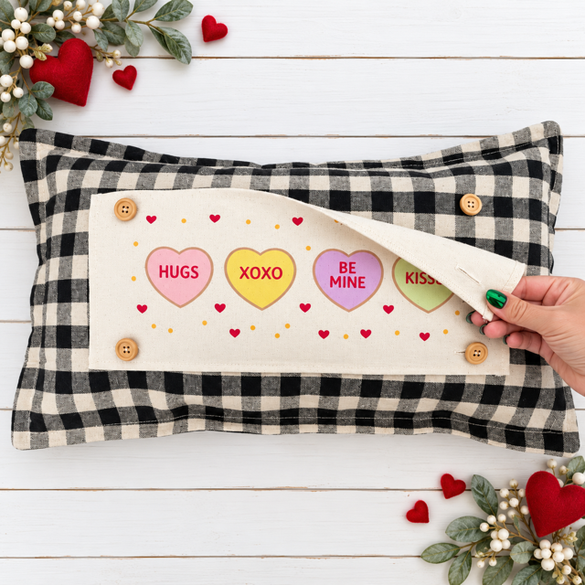 PANEL ONLY:  RECTANGLE Holiday Panel: Valentines, Winter, Love, Hugs, Kisses, Passion, Red, Wife Husband, Boyfriend, Girlfriend, Spouse, Kids, Vintage, Farmhouse, Heart; CONVERSATION HEARTS