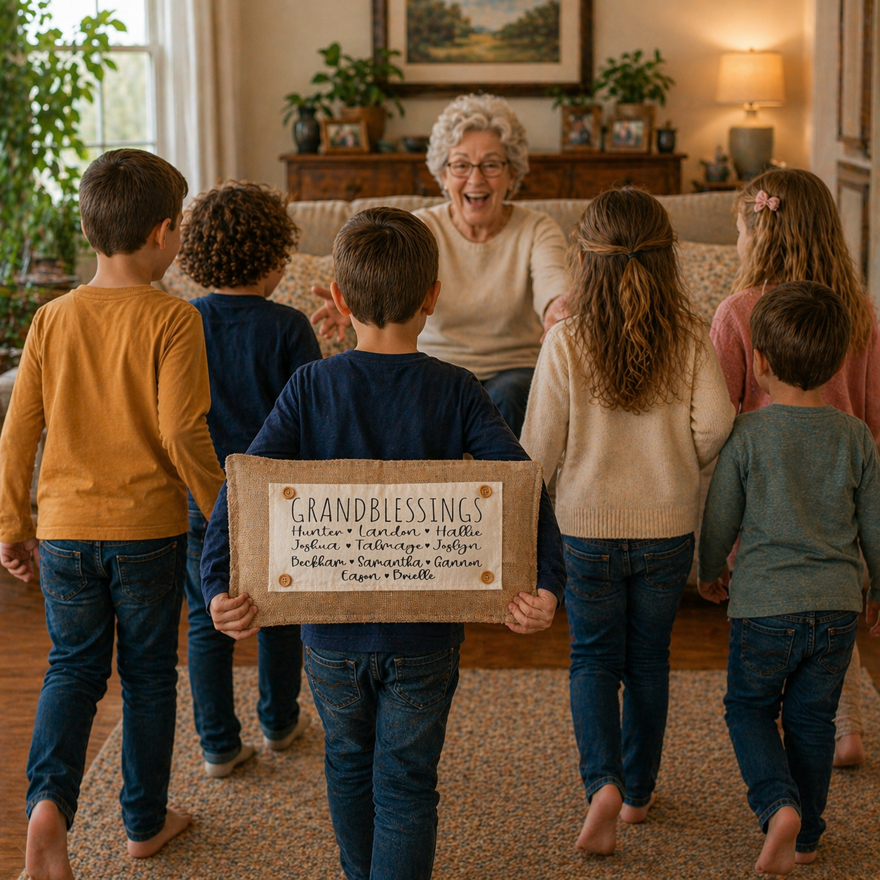 PANEL ONLY: RECTANGLE Custom Memory PANEL: Grandkids/Nana/Mimi/Aunt Name/Grandma Mother's Day Mom Gift, GRANDBLESSINGS PANEL