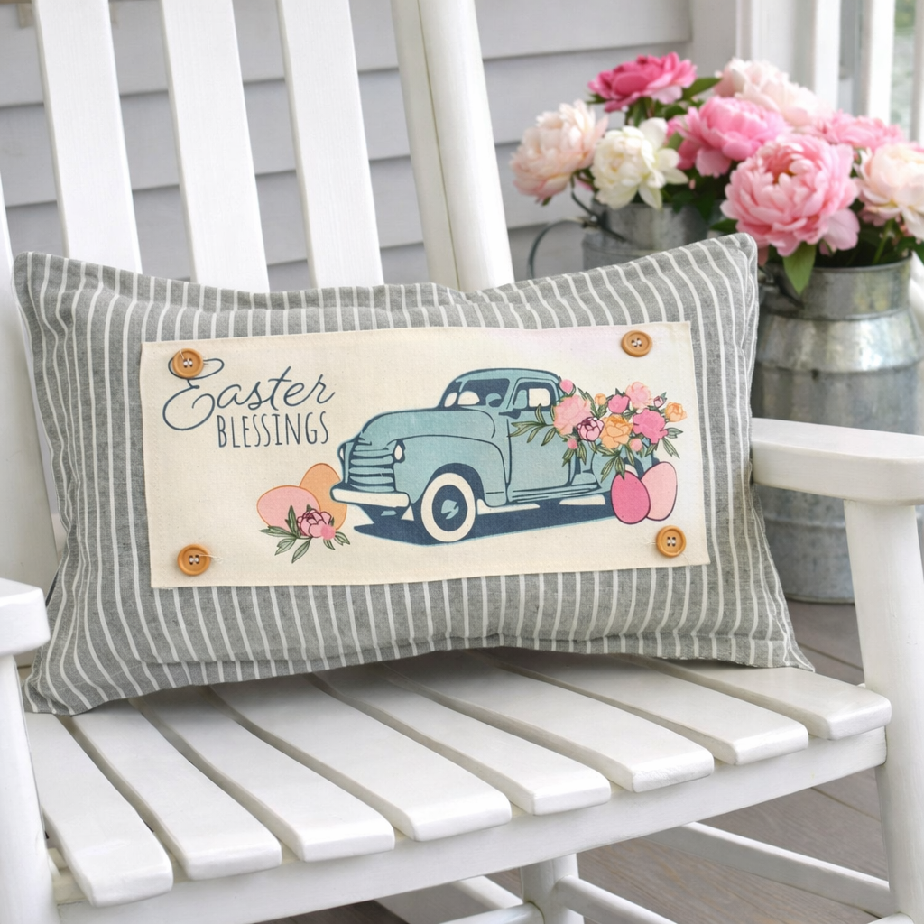 PILLOW ONLY (with fluffy insert): Galvinized Charcoal/Cream Farm Stripes: CREAM/ DARK CHARCOALSTRIPES PILLOW (with insert)