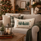 PANEL ONLY: RECTANGLE Winter; Farm Fresh, Green, Nature, Peaceful, Vintage, Farmhouse ; EVERGREEN CHRISTMAS TREES