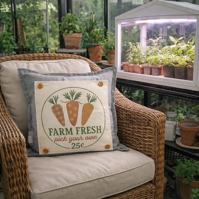 PANEL ONLY: SQUARE Spring, Summer, Harvest Veggies, Bunny Food, Garden; FARM FRESH CARROTS