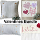 New! Bundle Deal: Valentines Bundle: One for Me & One for You  ONE TICKING SQUARE & ONE TICKING RECTANGLE PILLOW, BE MY VALENTINE & HEARTS PANELS