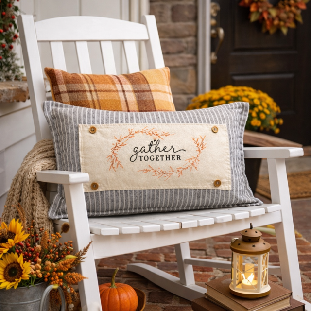 PANEL ONLY: RECTANGLE Fall Autumn, Host, Thanksgiving, Gratitude, Family, Friends, House Warming; GATHER TOGETHER