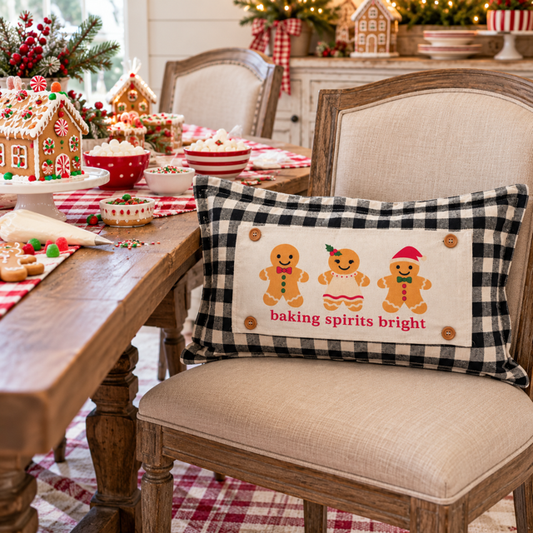 NEW! PANEL ONLY: RECTANGLE Winter; Vintage Christmas Santa, Baking, Memories; GINGERBREAD