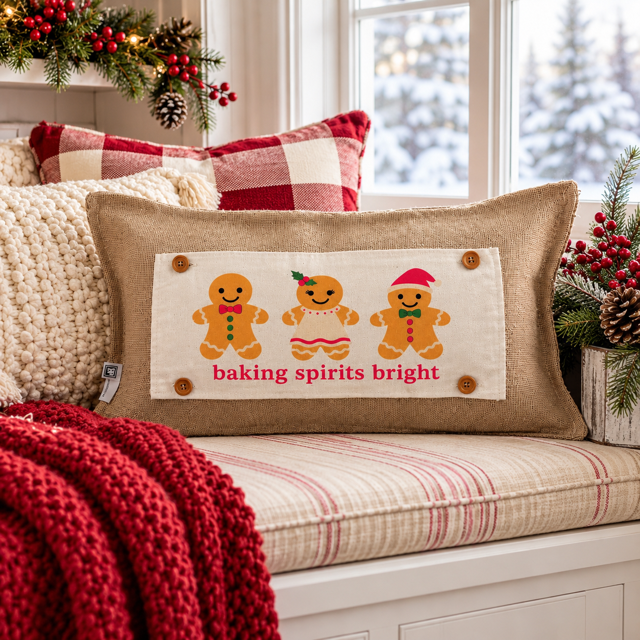 NEW! PANEL ONLY: RECTANGLE Winter; Vintage Christmas Santa, Baking, Memories; GINGERBREAD