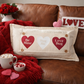 GLITTER PANEL ONLY:  RECTANGLE Glitter Holiday Panel throw pillow: Winter, Valentines Cherry Pink, Love, Spouse, Partner; GLITTER CONVERSATION HEARTS