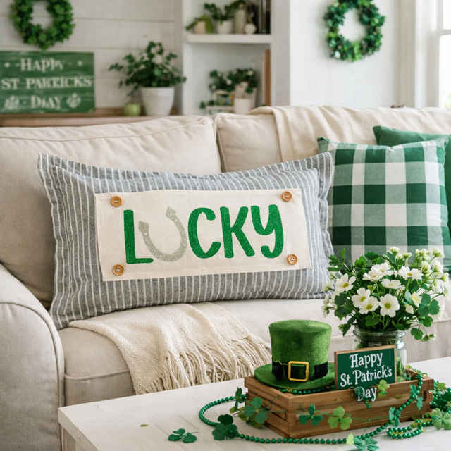 GLITTER PANEL ONLY:  RECTANGLE, Irish Kisses & Shamrock Wishes; Spring St. Patrick's Day, GLITTER LUCKY