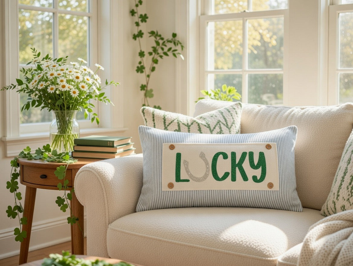 GLITTER PANEL ONLY:  RECTANGLE, Irish Kisses & Shamrock Wishes; Spring St. Patrick's Day, GLITTER LUCKY