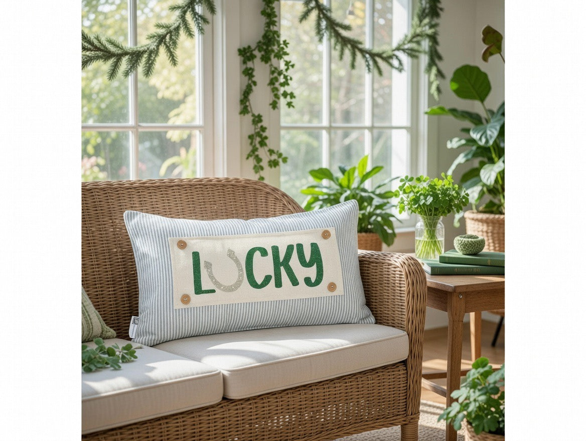 GLITTER PANEL ONLY:  RECTANGLE, Irish Kisses & Shamrock Wishes; Spring St. Patrick's Day, GLITTER LUCKY