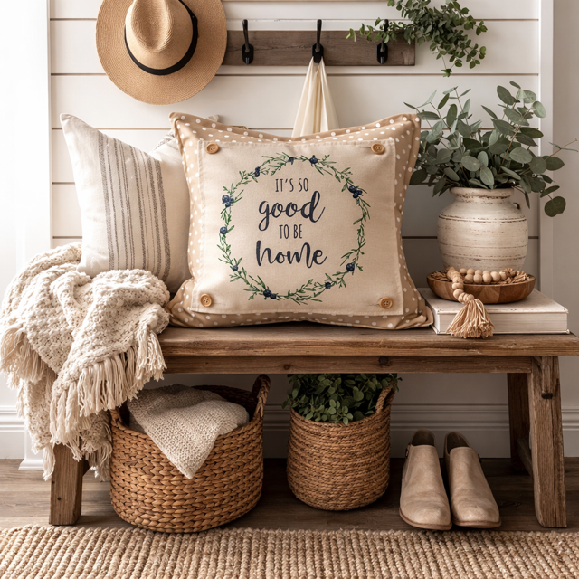 PANEL ONLY: SQUARE Entry, Garden, Between Holidays, House Warming, Host, Mother's Day Neutral; GOOD TO BE HOME