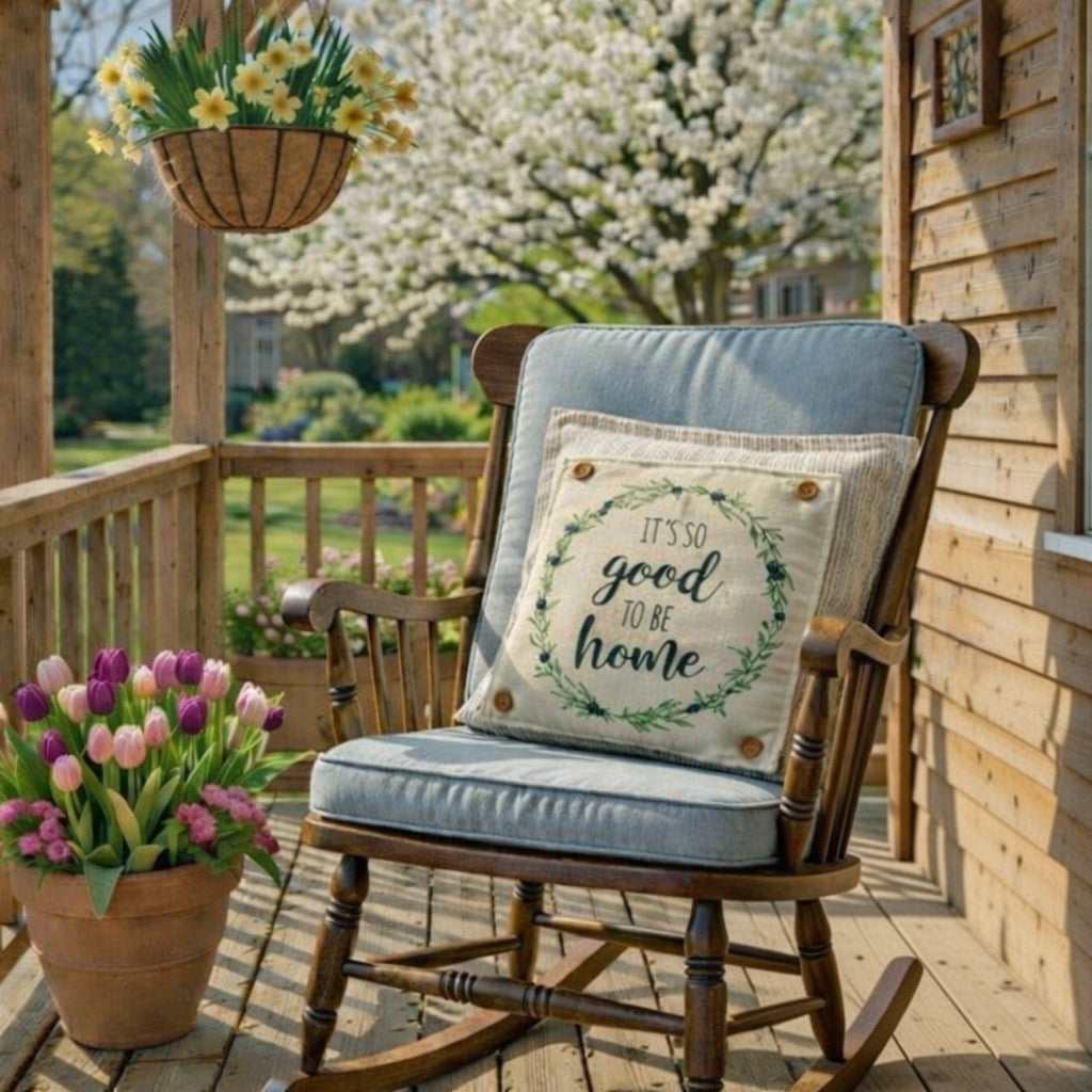 PANEL ONLY: SQUARE Entry, Garden, Between Holidays, House Warming, Host, Mother's Day Neutral; GOOD TO BE HOME