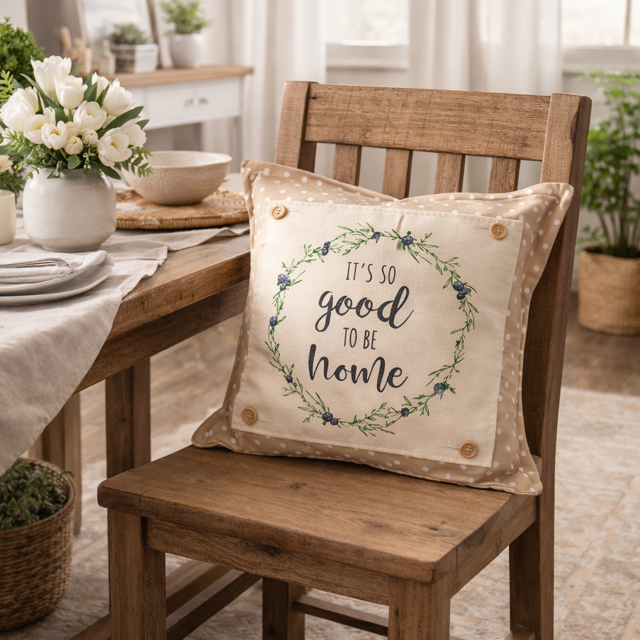 PANEL ONLY: SQUARE Entry, Garden, Between Holidays, House Warming, Host, Mother's Day Neutral; GOOD TO BE HOME