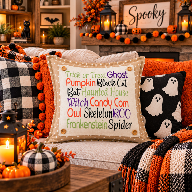GLITTER PANEL ONLY: SQUARE Fall, Autumn, ghost, bat, black cat, GLITTER HALLOWEEN SUBWAY ART