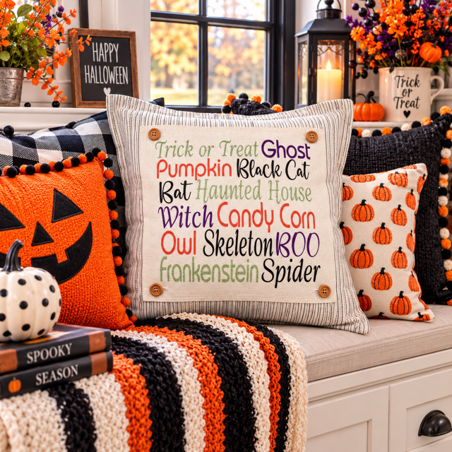 GLITTER PANEL ONLY: SQUARE Fall, Autumn, ghost, bat, black cat, GLITTER HALLOWEEN SUBWAY ART
