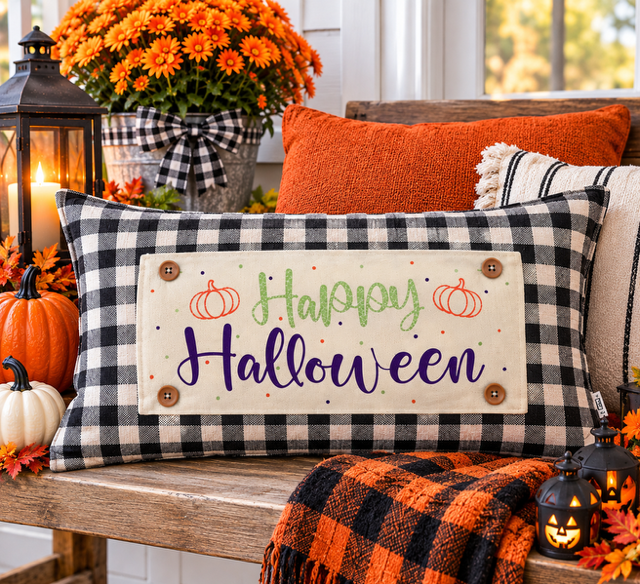 GLITTER PANEL ONLY: RECTANGLE Fall Autumn, pumpkin; GLITTER REC. HAPPY HALLOWEEN