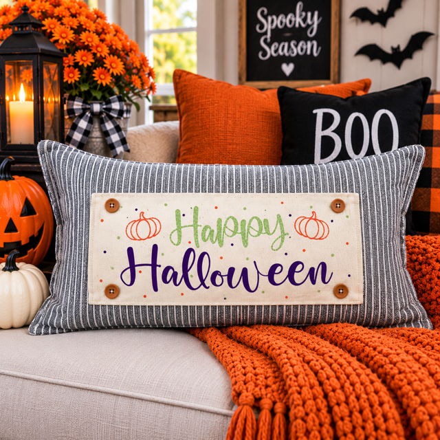 GLITTER PANEL ONLY: RECTANGLE Fall Autumn, pumpkin; GLITTER REC. HAPPY HALLOWEEN