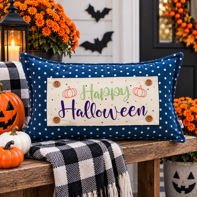 GLITTER PANEL ONLY: RECTANGLE Fall Autumn, pumpkin; GLITTER REC. HAPPY HALLOWEEN