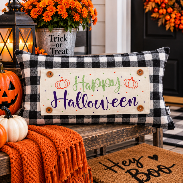 GLITTER PANEL ONLY: RECTANGLE Fall Autumn, pumpkin; GLITTER REC. HAPPY HALLOWEEN