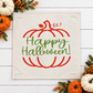 GLITTER PANEL ONLY: SQUARE Fall, Autumn, pumpkin, orange, green, GLITTER HAPPY HALLOWEEN SPLIT PUMPKIN