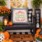 GLITTER PANEL ONLY: SQUARE Fall, Autumn, pumpkin, orange, green, GLITTER HAPPY HALLOWEEN SPLIT PUMPKIN