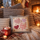 NEW! SQUARE BUNDLE SET: TICKING STRIPES PILLOW (comes with foam insert and these 3 panels in back pocket); Winter : SKI BENCH, HEARTS, PRESSED FLOWERS