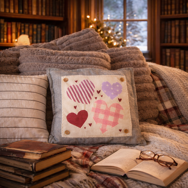 NEW! WINTER BUNDLE:  3 seasons + HOMESTEAD pillow: MERRY MERRY MERRY, SNOWMAN HEAD, HEARTS