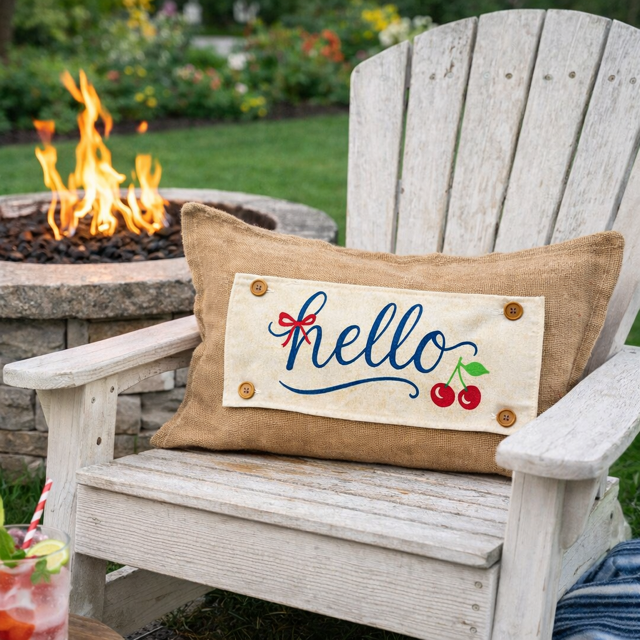 PANEL ONLY: RECTANGLE Neutral Spring, Summer, Garden Lover, Plants;  HELLO CHERRIES
