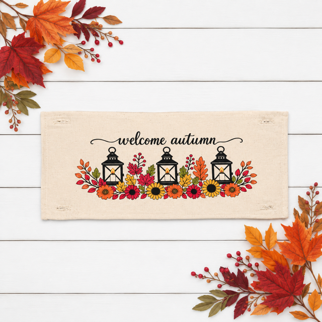NEW!  PANEL ONLY:  Fall leaves floral sunflower Autumn candles welcome FALL LANTERN