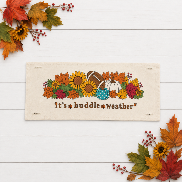 NEW!  PANEL ONLY:  Fall leaves Football season pumpkin patch sunflower Autumn Sports / Superbowl Panel HUDDLE WEATHER ￼