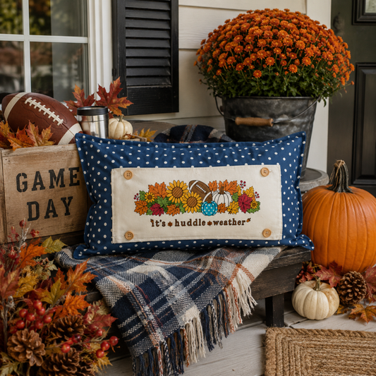 NEW!  PANEL ONLY:  Fall leaves Football season pumpkin patch sunflower Autumn Sports / Superbowl Panel HUDDLE WEATHER ￼