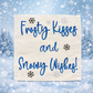 PANEL ONLY: 
SQUARE Glitter Seasonal Panel: Winter Blue Ice Sparkle Twinkle Bling Glitz Confetti Christmas; FROSTY KISSES
