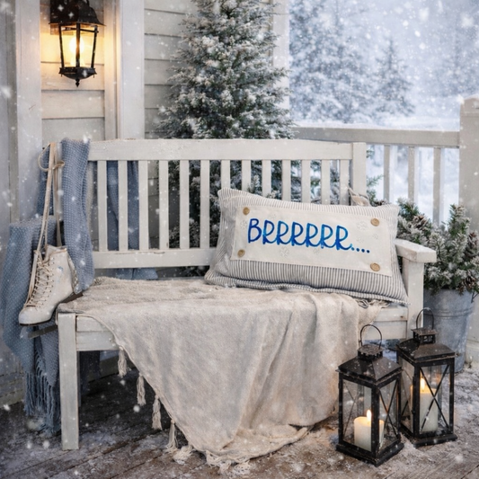 NEW!  Glitter Holiday Panel: Winter January Christmas Blue Brr Cold Snowflake Silver BRRR