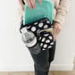 Gift for: Teen/College/Mom /Working Gal:  black Polka Dot Messanger bag purse