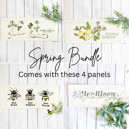 BUNDLE DEAL: Spring Season Panels (4 pack) SAVE!!!: White Clover / Lemons / Three Bees / He is Risen