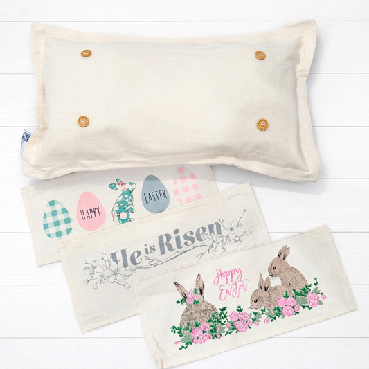 NEW! SPRING/EASTER BUNDLE:  3 seasons +BOHO pillow + PASTEL EGGS,  HE IS RISEN, CHOCOLATE BUNNY