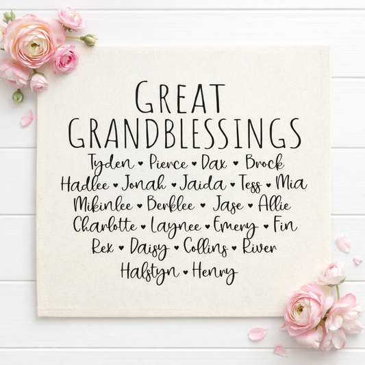 SQUARE PANEL ONLY: Custom Memory Panel: GrandBlessings  Family Name  Monogram Grandkids SQUARE CUSTOM PANEL