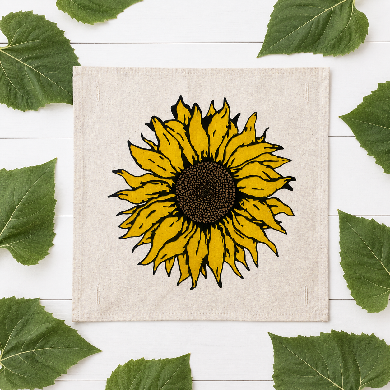 PANEL ONLY: SQUARE Fall Autumn summer yellow SUNFLOWER HEAD