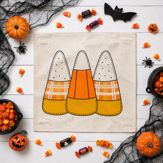 NEW!  PANEL ONLY: SQUARE Holiday Panel: Fall, Autumn Halloween October trio CANDY CORN CUTIES