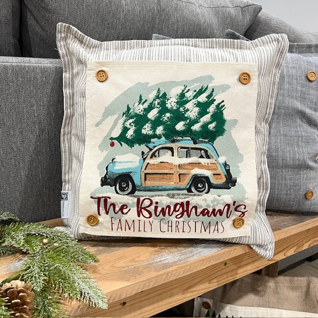 GIFT GUIDE:  FOR THE TRADITIONAL CHRISTMAS MOVIE LOVERS!   SQUARE Custom/ Personalized Holiday Panel: Christmas Griswald Family Tradition Tree Cutting Snow Scene Winter Wonderland Vintage CUSTOM CHRISTMAS STATION WAGON