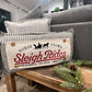 NEW! BUNDLE SET: Burlap Idaho Potato Farm Sack Bag Pillow  (comes with insert and these 3 panels inside back pocket); Winter Spring Summer Fall Autumn: HAUNTED HOUSE, TRACTOR, SLEIGH RIDE