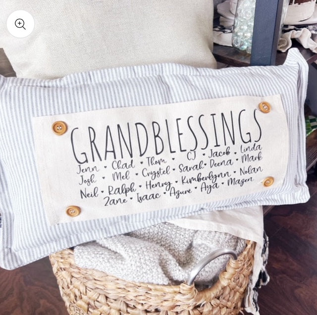 GIFT SET for Gramma, Mimi, Oma, Nonni, Nana: Pillow, Grandblessings panel,  Snowman Scarves, Thankful Pumpkins, Barnquilt Flag