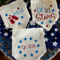 Glitter Holiday Pennant Wreath / Swag Banner: Summer BBQ American America Flag Old Glory Sparkly Fireworks Stars and Stripes 4th of July Firecrackers CIRCLE ESTABLISHED 1776