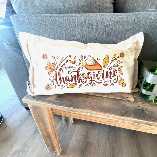 NEW! BUNDLE SET: Buffalo Check Gingham Pillow (comes w/ foam insert & these 3 panels in back pocket)  SMELL MY FEET, PUMPKIN PIE, CHRISTMAS TRUCK