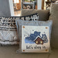 NEW! Custom Winter Wedding Gift Bundle:  2 seasons + SQUARE TICKING STRIPE pillow + custom last name panel:  SKI LODGE, HEARTS, CUSTOM LAST NAME PANEL