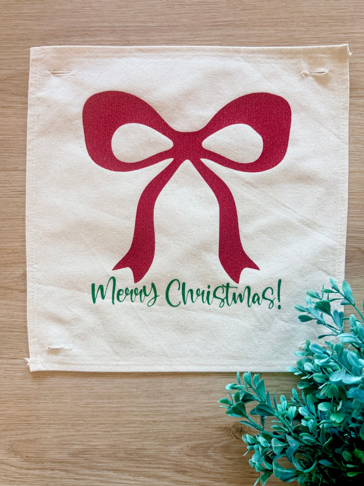 NEW!  SQUARE Glitter Seasonal Panel: Winter Bling Sparkle Twinkle Bling Glitz Confetti Green Merry Christmas Bow RED RIBBON